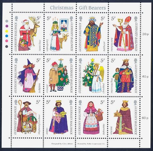 Guernsey; Christmas, 1985Religious and Folk Figures, Sheet of 12